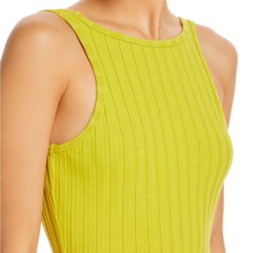 ZARA BASIC NEON GREEN RIBBED KNIT STRAPLESS TOP CAMISOLE SZ XS
